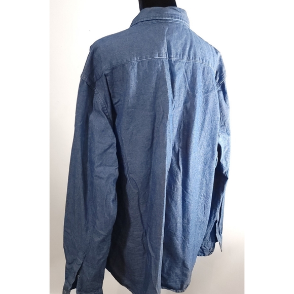 Wrangler Comfort Flex Denim Jean Long Sleeve Button Down Shirt Blue Sz 2XL - Picture 3 of 4